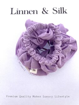 Linnen &amp; Silk 100% Hoogwaardig Linnen Petit Scrunchie 1CM S - Macaron Paars