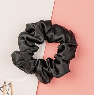 Linnen &amp; Silk 19 Momme Silk Casual Scrunchie 3.5CM M - Satin Zwart