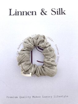 Linnen &amp; Silk 100% Hoogwaardig Linnen Casual Scrunchie 3.5CM M - Original Linnen