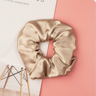 Linnen &amp; Silk 19 Momme Silk Chique Scrunchie 6CM L - Satin WarmRos&eacute;