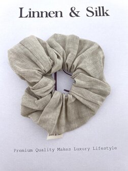 Linnen &amp; Silk 100% Hoogwaardig Linnen Chique Scrunchie 6CM L - Original Linnen