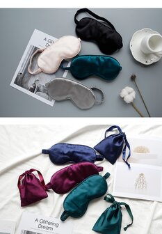 Linnen &amp; Silk 22 Momme Silk Blinddoek Slaapoogmasker - Satin Zwart