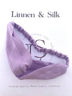 Linnen &amp; Silk 100% Hoogwaardig  Linnen &quot;Cherish Your Hair&quot; Kuisstijl Haarband - Macaron Paars