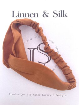 Linnen &amp; Silk 100% Hoogwaardig Linnen &quot;Cherish Your Hair&quot; Kuisstijl Haarband - Spicy Oranje