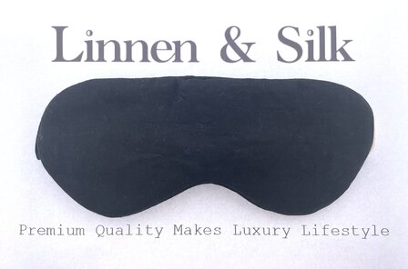 Linnen &amp; Silk 100% Hoogwaardig Linnen Blinddoek Slaapoogmasker - Phantom Zwart