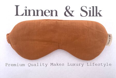 Linnen &amp; Silk 100% Hoogwaardig Linnen Blinddoek Slaapoogmasker - Spicy Oranje