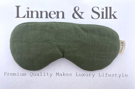 Linnen &amp; Silk 100% Hoogwaardig Linnen Blinddoek Slaapoogmasker - Forest Groen