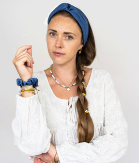 Obumi Linnen Scrunchie - Ocean Blue