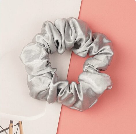 Linnen & Silk 19 Momme Silk Casual Scrunchie 3.5CM M - Satin Zilver