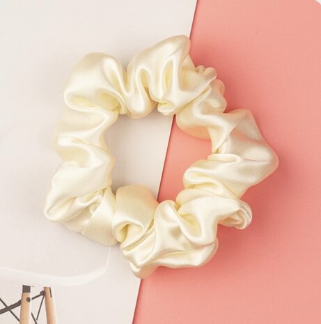 Linnen & Silk 19 Momme Silk Casual Scrunchie 3.5CM M - Satin Cream