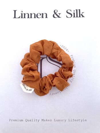 Linnen & Silk 100% Hoogwaardig Linnen Casual Scrunchie 3.5CM M - Spicy Oranje