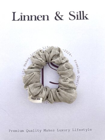 Linnen & Silk 100% Hoogwaardig Linnen Casual Scrunchie 3.5CM M - Original Linnen