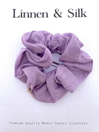 Linnen & Silk 100% Hoogwaardig Linnen Chique Scrunchie 6CM L - Macaron Paars