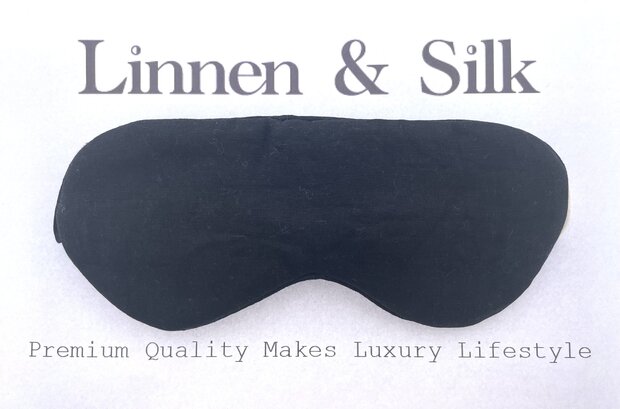 Linnen & Silk 100% Hoogwaardig Linnen Blinddoek Slaapoogmasker - Phantom Zwart