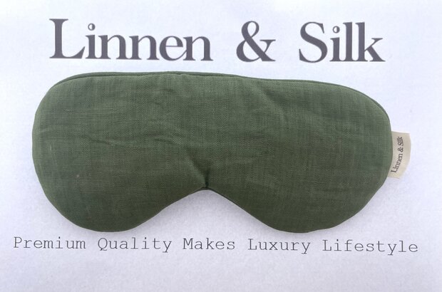 Linnen & Silk 100% Hoogwaardig Linnen Blinddoek Slaapoogmasker - Forest Groen