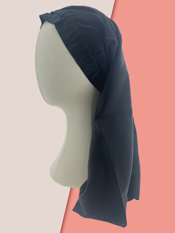 Linnen & Silk 19 Momme Silk "Care Your Hair" Lange Slaapmuts - L - Satin Zwart