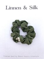 Linnen & Silk 100% Hoogwaardig Linnen Casual Scrunchie 3.5CM M - Forest Groen