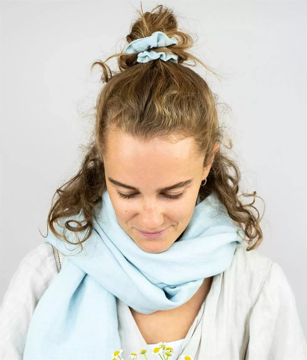 Obumi Linnen Scrunchie - Sky Blue