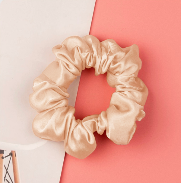 3.5cm Scrunchie Champagne Linnen & Silk 19 Momme Silk Casual Scrunchie 3.5CM M - Satin Champagne