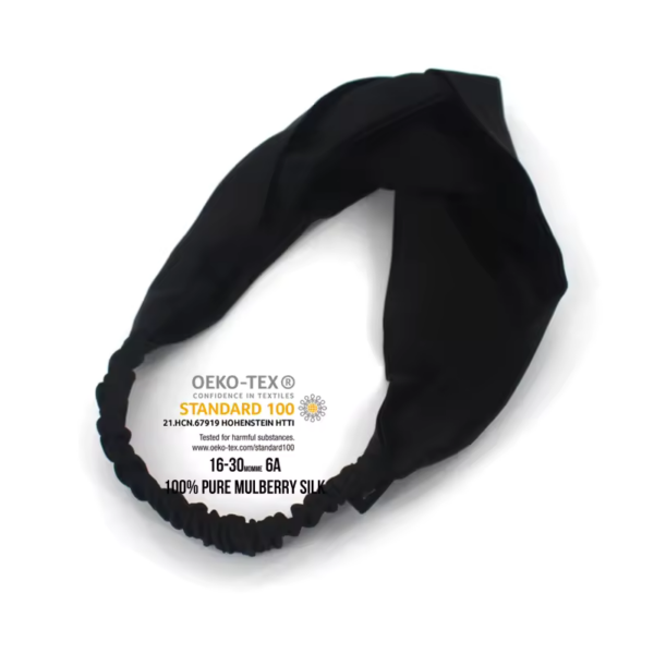 Linnen & Silk 19 Momme Silk "Love Your Hair" Kuisstijl Haarband - Satin Zwart
