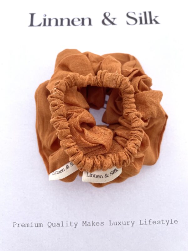 Linnen & Silk 100% Hoogwaardig Linnen Casual Scrunchie 3.5CM M - Spicy Oranje